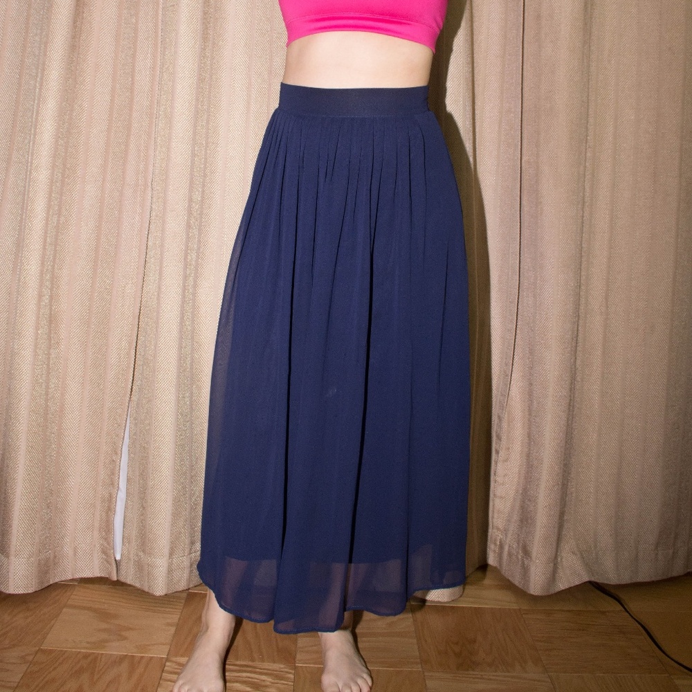 Forever21 Blue Flowy Highwaisted Skirt
